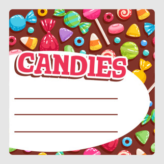 Маркувальна самоклеюча наліпка (етикетка, стікер) "Candies. Цукерки", квадратна, кольорова (40х40мм) - Інтернет-магазин спільних покупок ToGether