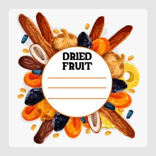 Маркувальна самоклеюча наліпка (етикетка, стікер) "Driedfruit. Сухофрукти", квадратна, кольорова (40х40мм) - Інтернет-магазин спільних покупок ToGether