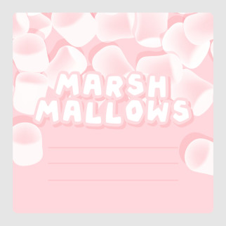 Маркувальна самоклеюча наліпка (етикетка, стікер) "MarshMallows. Зефір", квадратна, рожева (40х40мм) - Інтернет-магазин спільних покупок ToGether