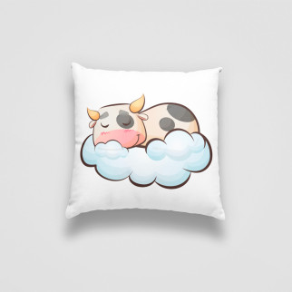 Подушка декоративна з дитячим оригінальним принтом "Спляча корівка на хмарі. Sleeping cow" Push IT - Інтернет-магазин спільних покупок ToGether