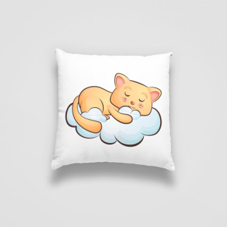 Подушка декоративна з дитячим оригінальним принтом "Спляче кошеня на хмарі. Sleeping cat" Push IT - Інтернет-магазин спільних покупок ToGether