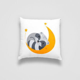 Подушка декоративна з дитячим оригінальним принтом "Сплячий єнот на місяць. Sleeping raccoon" Push IT - Інтернет-магазин спільних покупок ToGether