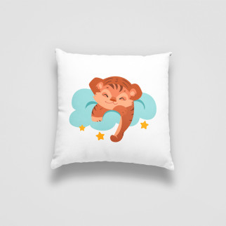 Подушка декоративна з дитячим оригінальним принтом "Спляче тигреня на хмарі. Sleeping tiger" Push IT - Інтернет-магазин спільних покупок ToGether