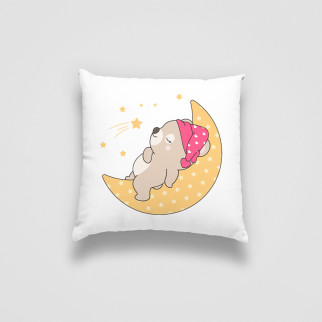 Подушка декоративна з дитячим оригінальним принтом "Сплячий ведмедик на місяці. Sleeping bear" Push IT - Інтернет-магазин спільних покупок ToGether