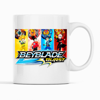 Біла чашка (кухоль) з оригінальним принтом гри Beyblade "Дзига Beyblade burst - Бейблейд берст. Персонажі" - Інтернет-магазин спільних покупок ToGether