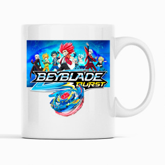 Біла чашка (кухоль) з оригінальним принтом гри Beyblade "Дзига Beyblade burst - Бейблейд берст. Персонажі" - Інтернет-магазин спільних покупок ToGether