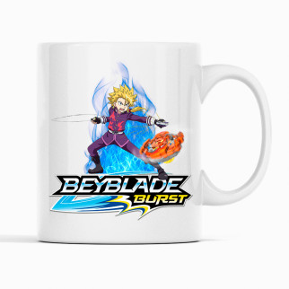 Біла чашка (кухоль) з оригінальним принтом гри Beyblade "Дзига Beyblade burst - Бейблейд берст. Wakiya Murasaki" - Інтернет-магазин спільних покупок ToGether