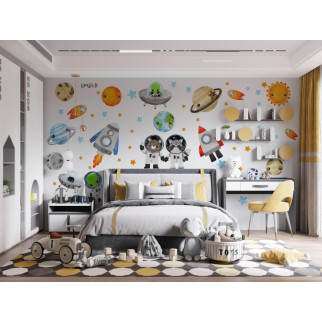 Вінілова інтер'єрна наклейка кольорова декор на стіну, шпалери та інші поверхні "Космічні об'єкти. Космос" з оракалу - Інтернет-магазин спільних покупок ToGether