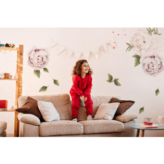 Вінілова інтер'єрна наклейка кольорова декор на стіну, шпалери та інші поверхні "Півонії. Рожеві Квіти" з оракалу - Інтернет-магазин спільних покупок ToGether
