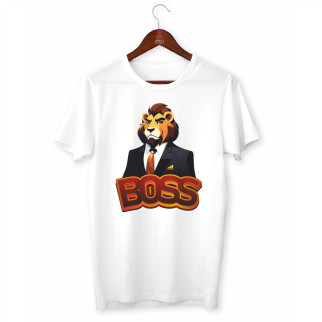 Футболка біла з оригінальним принтом для керівника "Boss Lion. Бос Лев" Push IT S - Інтернет-магазин спільних покупок ToGether
