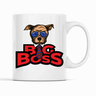 Білий кухоль (чашка) з оригінальним принтом директору, керівнику "Big Boss Dog. Великий Бос Пес" - Інтернет-магазин спільних покупок ToGether