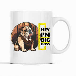 Білий кухоль (чашка) з оригінальним принтом директору "Hey I'm Big Boss Dog. Привіт я Великий Бос" - Інтернет-магазин спільних покупок ToGether