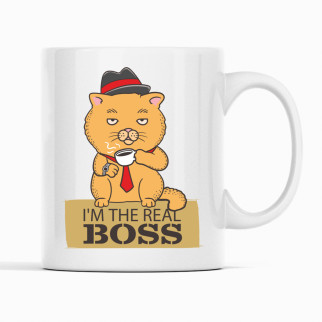 Білий кухоль (чашка) з оригінальним принтом директору "I'm Real Boss. Я справжній бос" - Інтернет-магазин спільних покупок ToGether