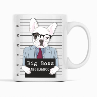 Білий кухоль (чашка) з оригінальним принтом директору "Big Boss Police. Великий Бос. Поліція" - Інтернет-магазин спільних покупок ToGether