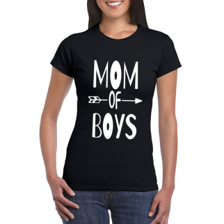 Футболка жіноча чорна з оригінальним принтом у подарунок мамі "Mom Of Boys. Мама хлопчиків" Push IT - Інтернет-магазин спільних покупок ToGether