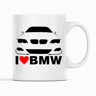 Біла чашка (кухоль) з оригінальним принтом автомобілісту "I love BMW. Я люблю БМВ" - Інтернет-магазин спільних покупок ToGether