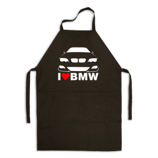 Фартух чорний кухонний з оригінальним принтом автомобілісту "I love BMW. Я люблю БМВ" - Інтернет-магазин спільних покупок ToGether