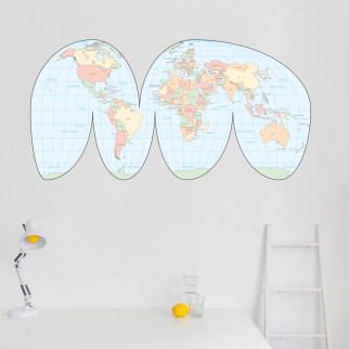 Вінілова інтер'єрна наклейка кольорова декор на стіну "Карта світу англійською мовою без терористів" з оракалу - Інтернет-магазин спільних покупок ToGether