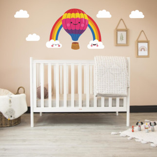 Вінілова інтер'єрна наклейка кольорова декор на стіну, шпалери в дитячу "Повітряна куля, веселка, хмари" з оракалу - Інтернет-магазин спільних покупок ToGether