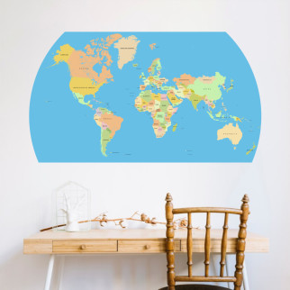Вінілова інтер'єрна наклейка кольорова декор на стіну "Карта світу англійською мовою без терористів" з оракалу - Інтернет-магазин спільних покупок ToGether