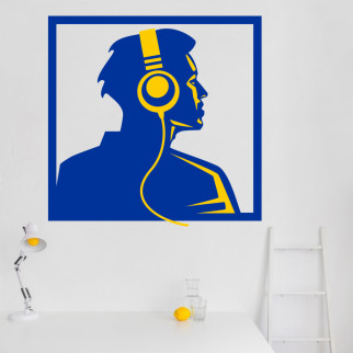 Вінілова інтер'єрна наклейка кольорова декор на стіну, шпалери та інші поверхні "Музика DJ Ді-Джей" з оракалу - Інтернет-магазин спільних покупок ToGether