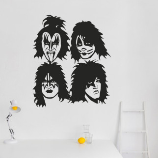 Вінілова інтер'єрна наклейка кольорова декор на стіну, шпалери та інші поверхні "Kiss. музика. Співаки" з оракалу - Інтернет-магазин спільних покупок ToGether