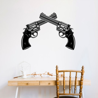 Вінілова інтер'єрна наклейка кольорова декор на стіну, шпалери та інші поверхні "Револьвери. Зброя" з оракалу - Інтернет-магазин спільних покупок ToGether