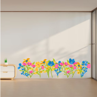 Вінілова інтер'єрна наклейка кольорова декор на стіну, шпалери в дитячу "Ботанічний сад. Різнокольорові квіти" з оракалу - Інтернет-магазин спільних покупок ToGether