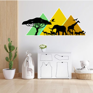 Вінілова інтер'єрна наклейка кольорова декор на стіну, шпалери в дитячу "Тварини в Сафарі. Тварини Африка" з оракалу - Інтернет-магазин спільних покупок ToGether