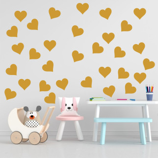 Вінілова інтер'єрна наклейка декор на стіну, шпалери та інші поверхні "Золоті серця" (колір на вибір) з оракалу - Інтернет-магазин спільних покупок ToGether