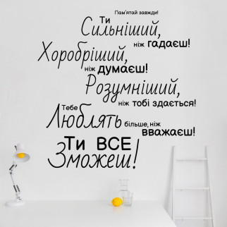 Вінілова інтер'єрна наклейка декор на стіну, шпалери та інші поверхні "Мотиватор напис" (колір на вибір) з оракалу - Інтернет-магазин спільних покупок ToGether
