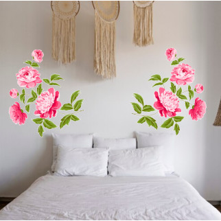 Вінілова інтер'єрна наклейка кольорова декор на стіну (шпалери та інші матеріали) "Рожеві півонії. Квіти" з оракалу - Інтернет-магазин спільних покупок ToGether