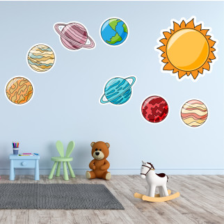 Вінілова інтер'єрна наклейка кольорова декор на стіну (шпалери та фарбу) "Сонце і планети. Сонячна система" з оракалу - Інтернет-магазин спільних покупок ToGether