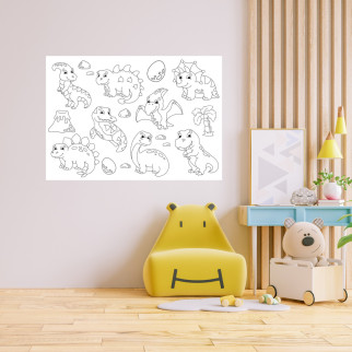 Вінілова інтер'єрна наклейка-розмальовка декор на стіну, шпалери в дитячу "Динозаври. Динозавр" самоклеча з оракалу - Інтернет-магазин спільних покупок ToGether