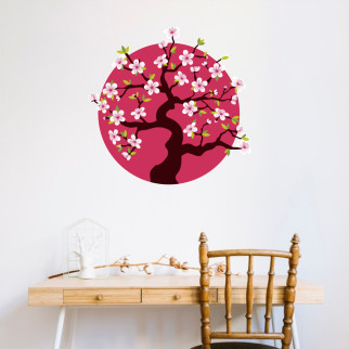 Вінілова інтер'єрна наклейка кольорова декор на стіну (шпалери та фарбу) "Вишневе дерево. Сакура" самоклеюча з оракалу - Інтернет-магазин спільних покупок ToGether