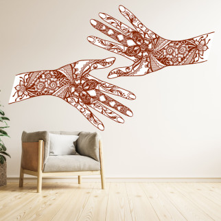 Вінілова інтер'єрна наклейка кольорова декор на стіну (шпалери та фарбу) "Візерунки Мехенді. Руки" самоклеюча з оракалу - Інтернет-магазин спільних покупок ToGether