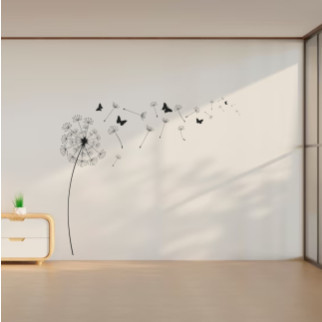 Вінілова інтер'єрна самоклейна наклейка декор на стіну (шпалери, фарбу) "Кульбаба. Метелики" (будь-який колір) з оракалу - Інтернет-магазин спільних покупок ToGether