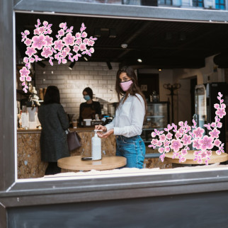 Наклейка вінілова інтер'єрна декор на вікно (вітрину, скло, дзеркало) "Гілки квітучої Сакури. Квіти Сакури" з оракалу - Інтернет-магазин спільних покупок ToGether