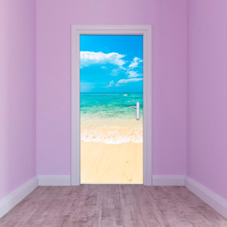 Вінілова самоклеюча кольорова декоративна наклейка на двері "Море. Пляж. Океан" з оракалу - Інтернет-магазин спільних покупок ToGether