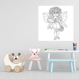 Вінілова інтер'єрна наклейка-розмальовка декор самоклеюча з оракалу на стіну (шпалери) в дитячу "Фея" - Інтернет-магазин спільних покупок ToGether