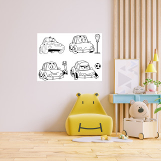 Вінілова інтер'єрна наклейка-розмальовка декор самоклеюча з оракалу на стіну (шпалери) в дитячу "Машинки" - Інтернет-магазин спільних покупок ToGether