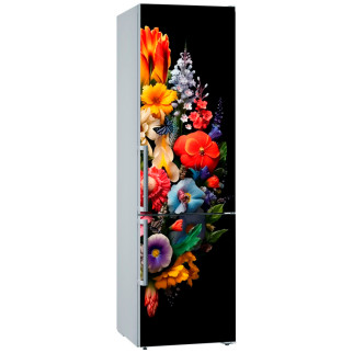 Вінілова кольорова декоративна декоративна наклейка самоклеюча з оракалу на двері холодильника "Квіти. Букет квітів" - Інтернет-магазин спільних покупок ToGether