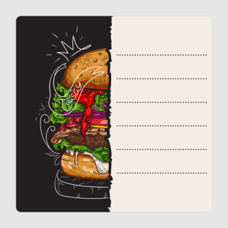 Маркувальна самоклеюча наліпка (етикетка, стікер) "Гамбургер. Бургер. Hamburger" квадратна, 40х40мм - Інтернет-магазин спільних покупок ToGether
