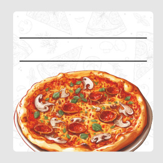Маркувальна самоклеюча наліпка (етикетка, стікер) "Піца. Pizza" квадратна, 40х40мм - Інтернет-магазин спільних покупок ToGether