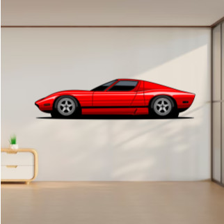 Вінілова інтер'єрна наклейка кольорова декор на стіну (шпалери та фарбу) "Машина. Червоне авто" самоклеюча з оракалу - Інтернет-магазин спільних покупок ToGether