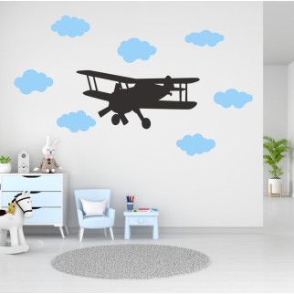 Вінілова інтер'єрна наклейка кольорова декор на стіну, шпалери та інші поверхні "Аероплан. Хмари" з Оракалу - Інтернет-магазин спільних покупок ToGether