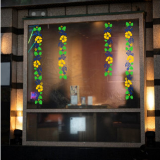 Наклейка вінілова інтер'єрна декор на вікно (вітрину, скло, дзеркало) "Квіти. Жовто-сині квіти" з оракалу - Інтернет-магазин спільних покупок ToGether