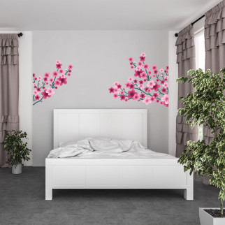 Вінілова інтер'єрна наклейка кольорова декор на стіну, шпалери та інші поверхні "2 гілки з квітами" з оракалу - Інтернет-магазин спільних покупок ToGether