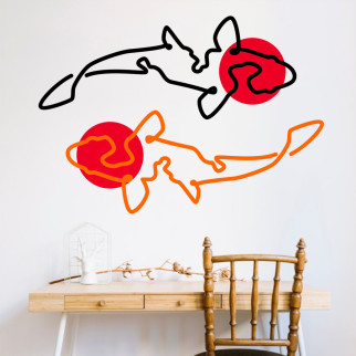 Вінілова інтер'єрна наклейка кольорова декор на стіну, шпалери та інші поверхні "Риби Коропи Коі (Кої)" з оракалу - Інтернет-магазин спільних покупок ToGether