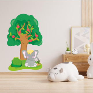 Вінілова інтер'єрна наклейка кольорова декор на стіну (шпалери, фарбу) "Слоник під деревом" з Оракала - Інтернет-магазин спільних покупок ToGether
